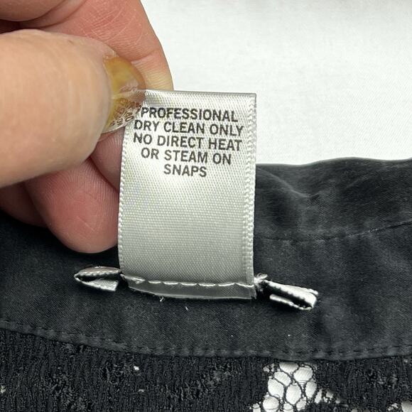 Vintage Cache Sheer Lace Collared Blouse Silk Trim Size L Y2k Grunge Classic - Picture 6 of 8